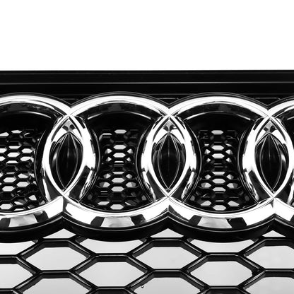 2012-2016 Audi A4 A4 Sline S4 Grill RS4 Style Mesh Front Bumper Gloss Black Grill With Silver Chrome Ring Emblem