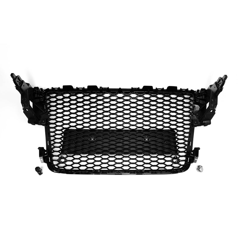 RS5 Style Black Honeycomb Grille for 2008-2012 Audi A5 S5 B8 Hood Sport Mesh Replacement