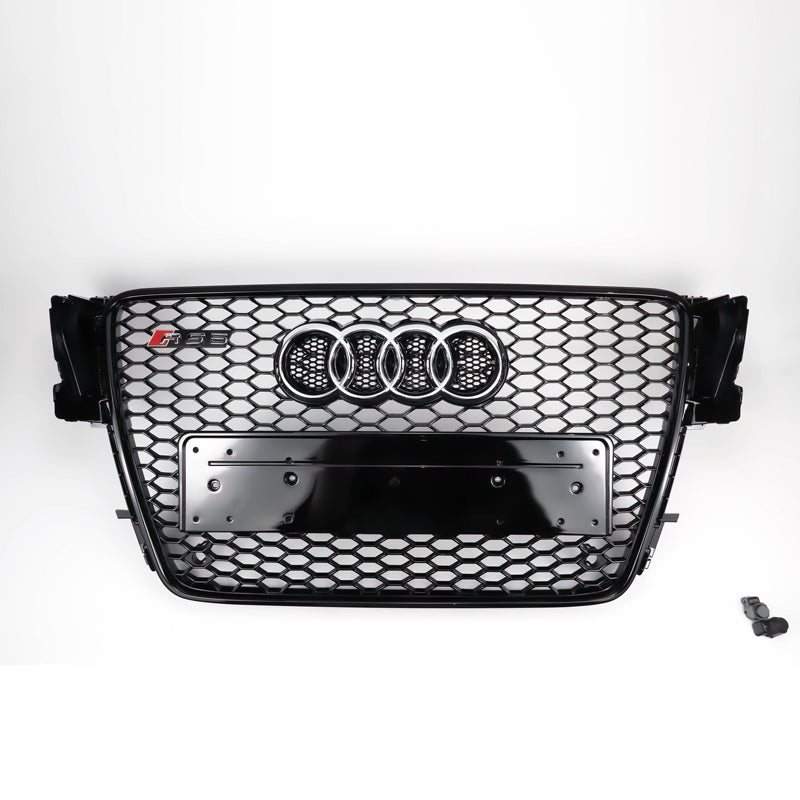 RS5 Style Black Honeycomb Grille for 2008-2012 Audi A5 S5 B8 Hood Sport Mesh Replacement