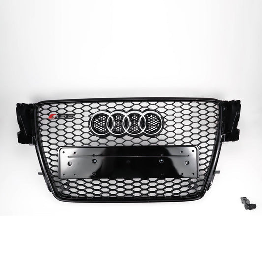 RS5 Style Black Honeycomb Grille for 2008-2012 Audi A5 S5 B8 Hood Sport Mesh Replacement