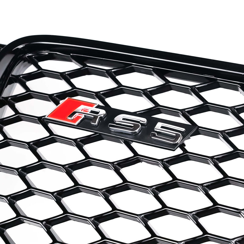 RS5 Style Black Honeycomb Grille for 2008-2012 Audi A5 S5 B8 Hood Sport Mesh Replacement