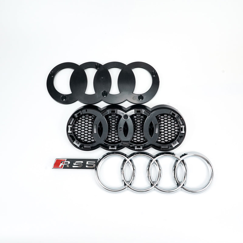 RS5 Style Black Honeycomb Grille for 2008-2012 Audi A5 S5 B8 Hood Sport Mesh Replacement