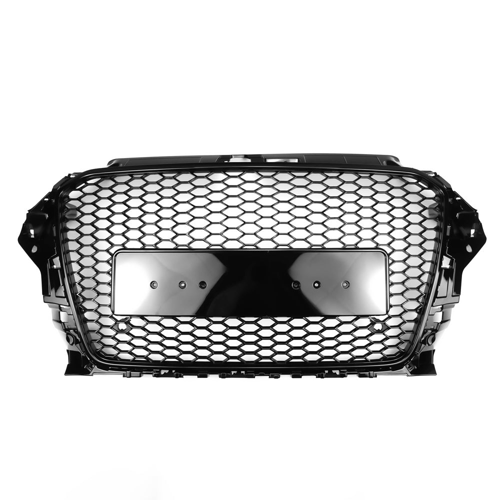 RS3 Style Black Honeycomb Grille for 2013-2016 Audi A3 S3 Front Hood Bumper Replacement