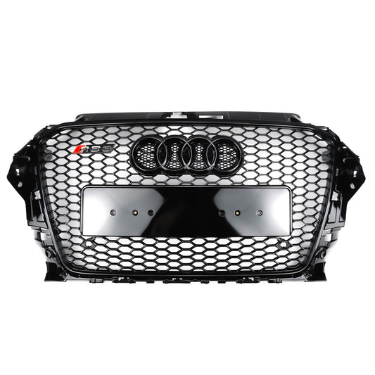 2013-2016 Audi A3 S3 To RS3 Style Front Hood Henycomb Bumper Grille Replacement Black Grill
