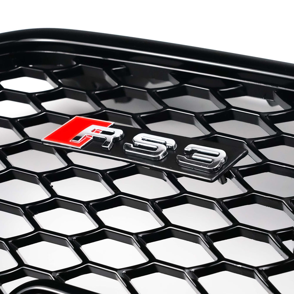 2013-2016 Audi A3 S3 To RS3 Style Front Hood Henycomb Bumper Grille Replacement Black Grill