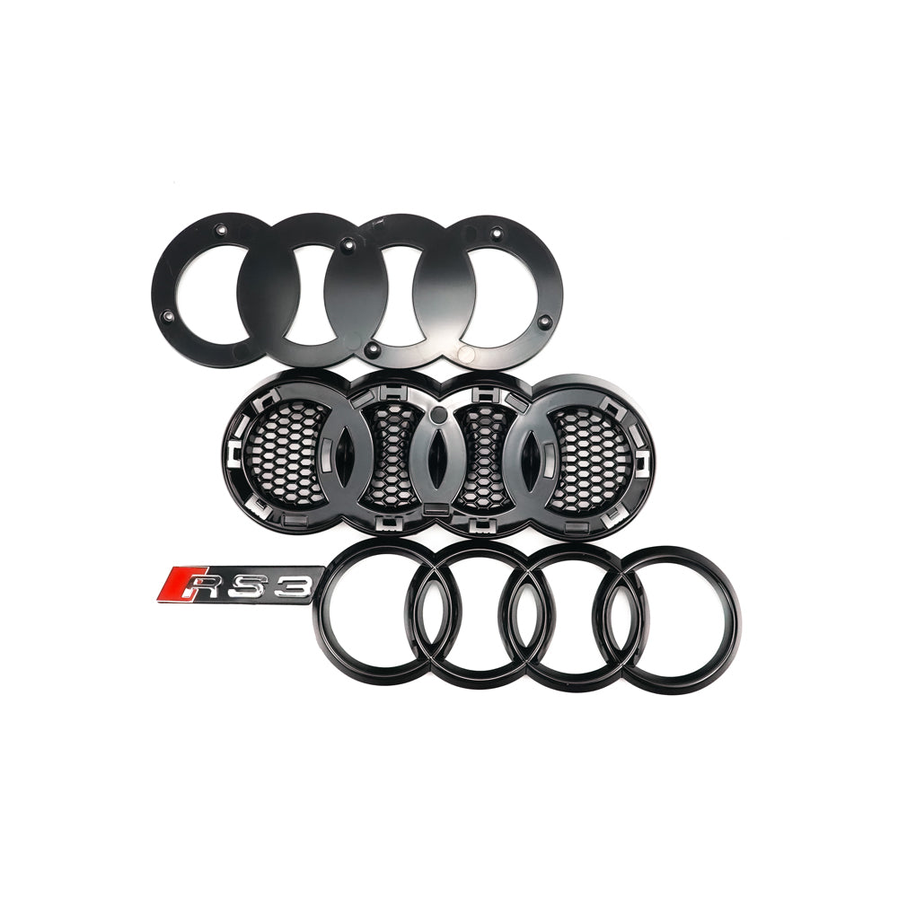 Audi A3 S3 RS3 Style Honeycomb Front Hood Bumper Grille Replacement Black 2013-2016