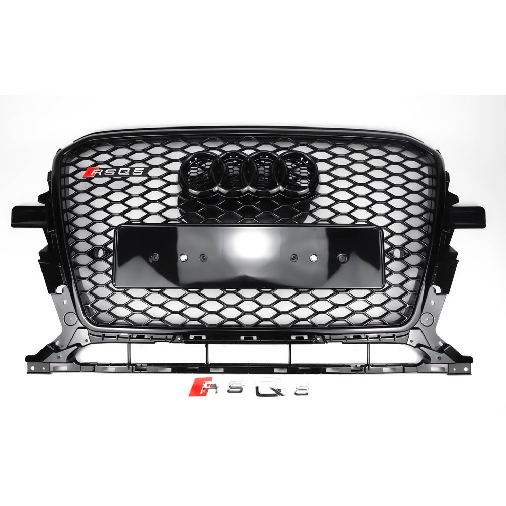 RSQ5 Style Gloss Black Honeycomb Grille for 2013-2017 Audi Q5 SQ5, Sport Mesh Front Grill