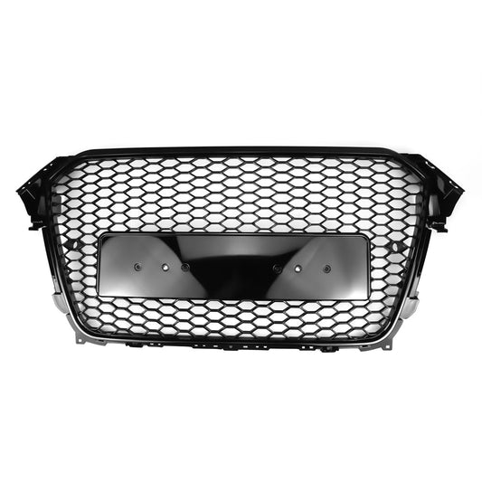 2012-2016 Audi S4 B8.5| A4| A4 Sline Front Grill RS4 Honeycomb Mesh Hex Black Grille W/ Black Ring Emblem