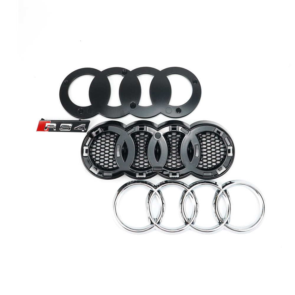 2012-2016 Audi A4/S4 B8.5 To RS4 Style With Quattro Front Bumper Grill Replacement Black Grille