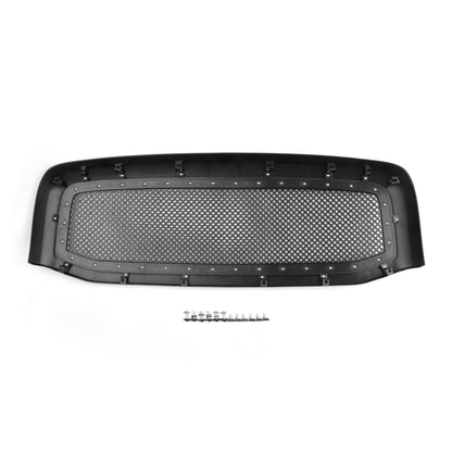 Dodge Ram 1500 2500 3500 2006-2008 Mesh Rivet Grill Replacement Front Hood Black / Chrome Grille