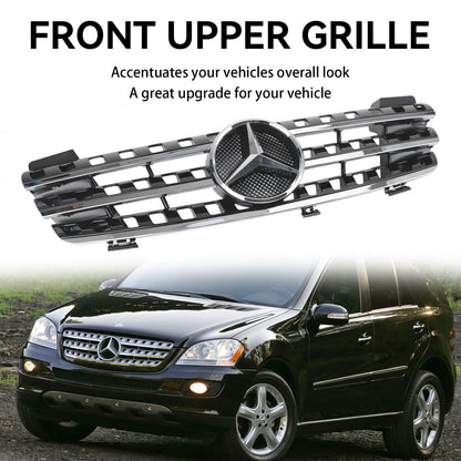 2005 2006 2007 2008 Mercedes Benz ML-Class W164 Blcak Front Grill Bumper Replacement Grille W/ Star Emblem