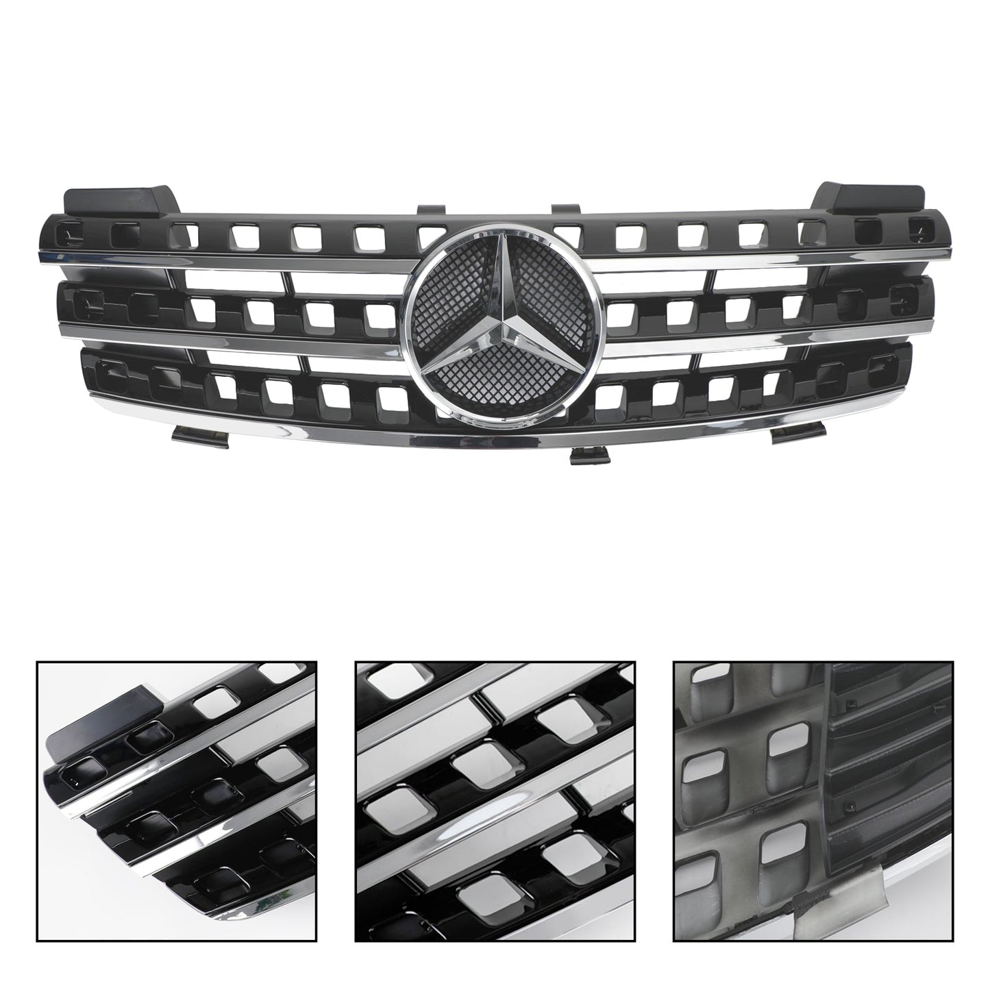 2005 2006 2007 2008 Mercedes Benz ML-Class W164 Blcak Front Grill Bumper Replacement Grille W/ Star Emblem