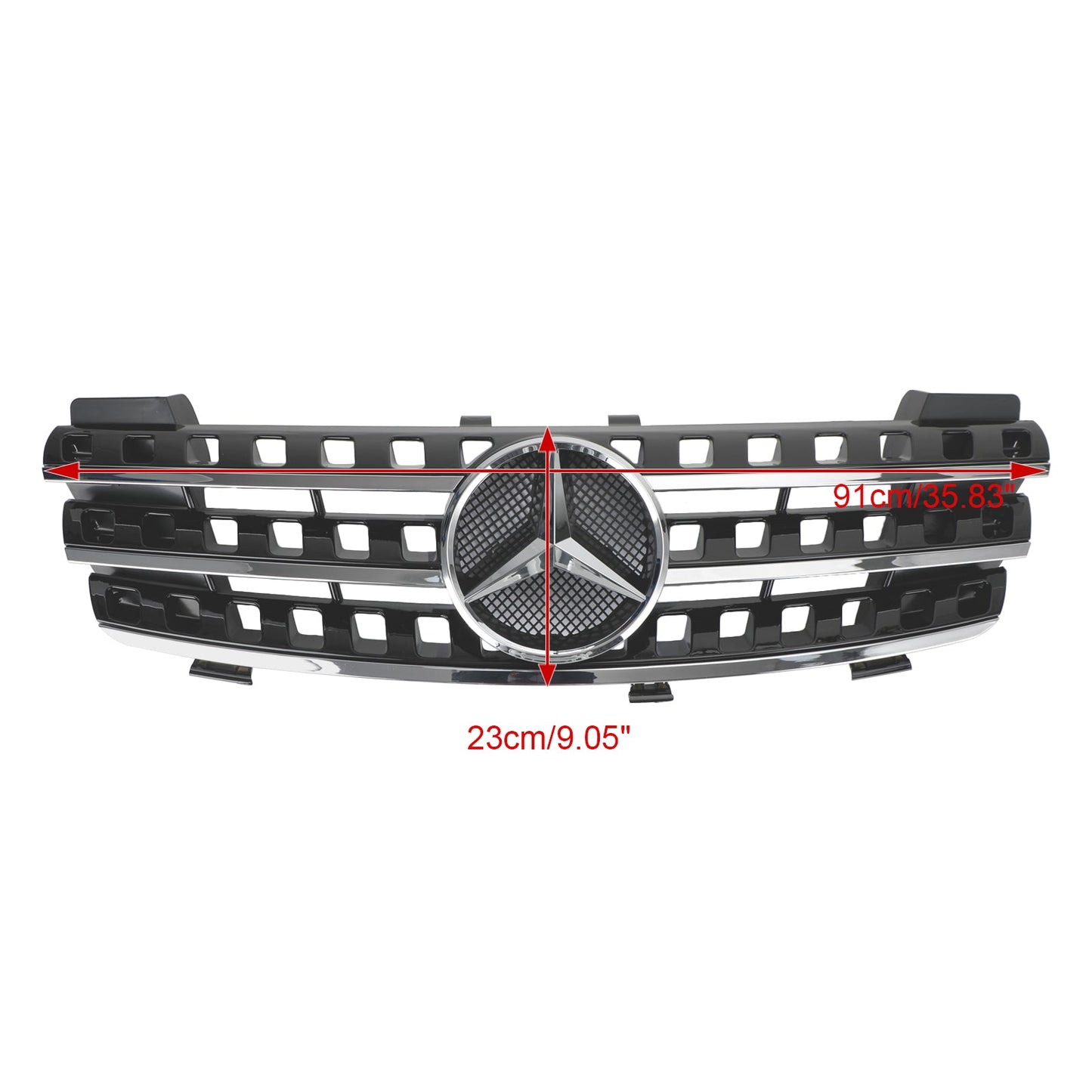 2005 2006 2007 2008 Mercedes Benz ML-Class W164 Blcak Front Grill Bumper Replacement Grille W/ Star Emblem