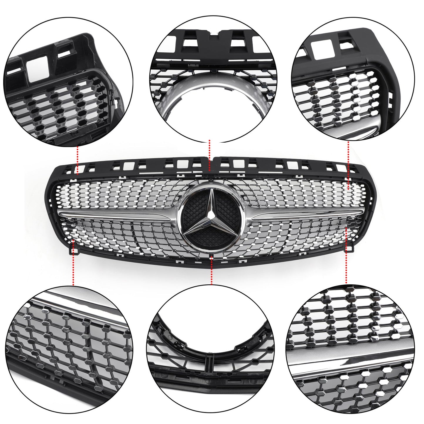 2013-2019 Diamond Style Mercedes Benz CLA-Class Chrome Grille Air Intake Radiator Bumper Grill With Star
