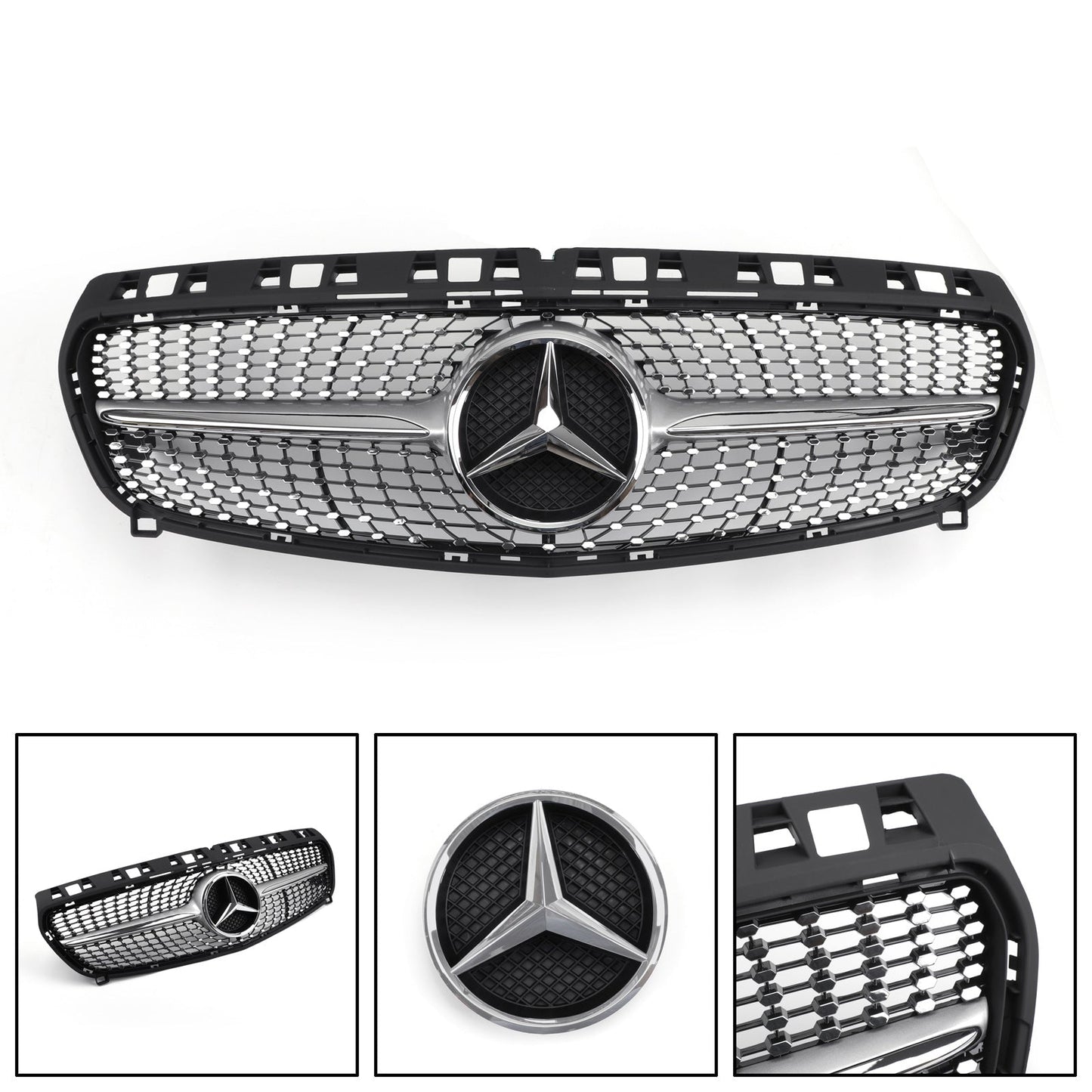 2013-2019 Diamond Style Mercedes Benz CLA-Class Chrome Grille Air Intake Radiator Bumper Grill With Star