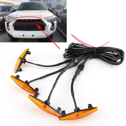 2020-2024 Toyota 4Runner 2 Piece Front Bumper Grille TRD PRO Style Black Grill Kit W/ LED