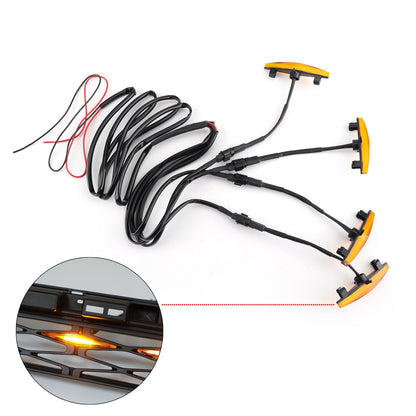 2020-2024 Toyota 4Runner 2 Piece Front Bumper Grille TRD PRO Style Black Grill Kit W/ LED