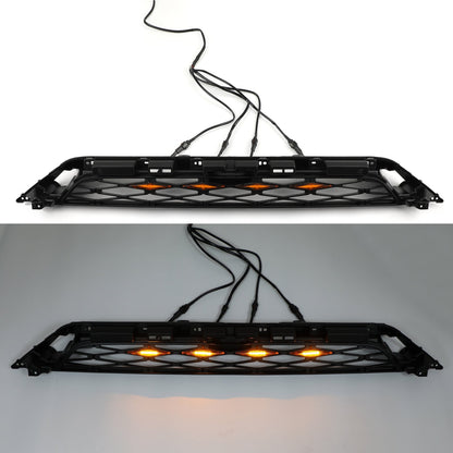 2020-2024 Toyota 4Runner 2 Piece Front Bumper Grille TRD PRO Style Black Grill Kit W/ LED