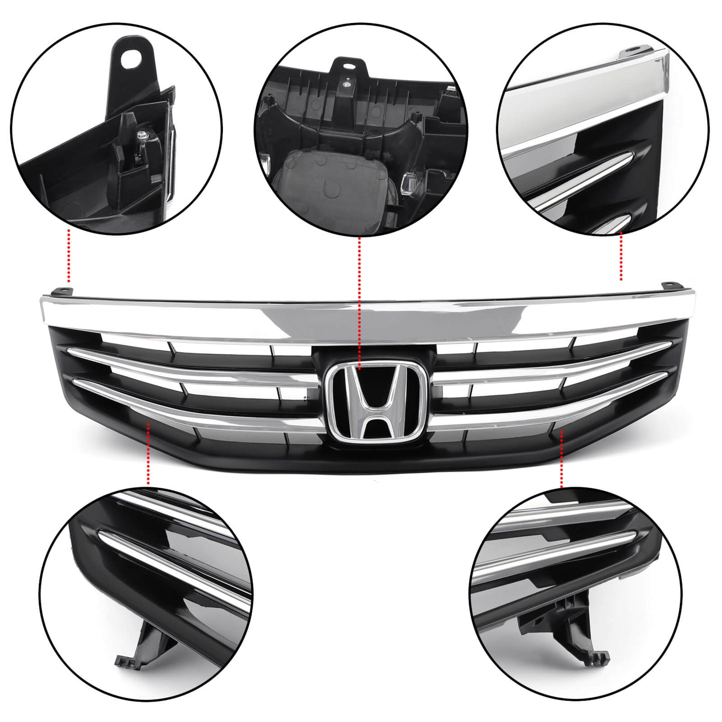 2011-2012 Honda Accord 4 Door Chrome Front Grill Upper Bumper Replacement Grill
