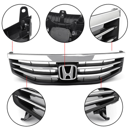 2011-2012 Honda Accord 4 Door Chrome Front Grill Upper Bumper Replacement Grill