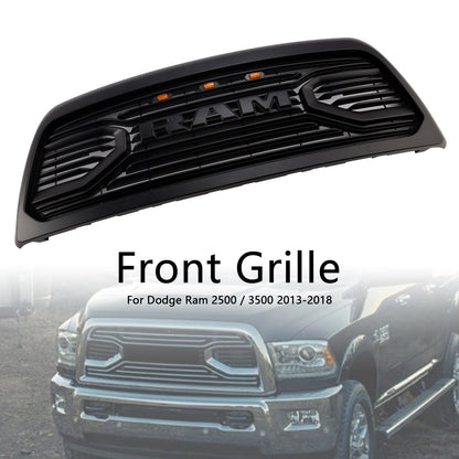 Big-Horn Style | Dodgae Ram 2500 3500 | Matt Black Grille | 2013-2018 | Air Intake Radiator Bumper Front Grill With LED