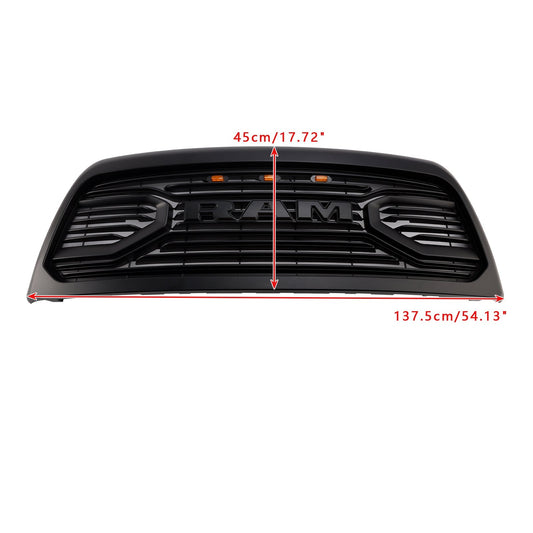 Big-Horn Style | Dodgae Ram 2500 3500 | Matt Black Grille | 2013-2018 | Air Intake Radiator Bumper Front Grill With LED