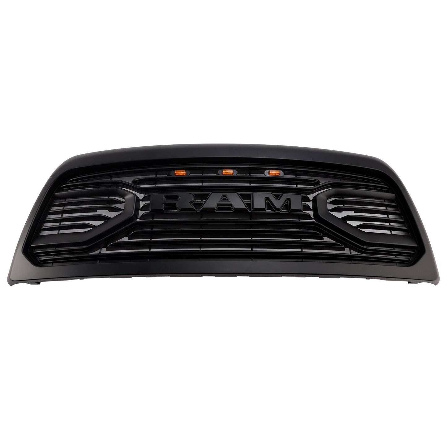 2013-2018 Dodgae Ram 2500/3500 Big-Horn Style Grill Front Bumper Matte Black Replacement Grille W/ LED Light