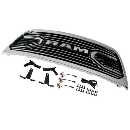 Dodge Ram 2500/3500 2010-2018 Laramie Chrome Front Bumper Grille W/ Led Light