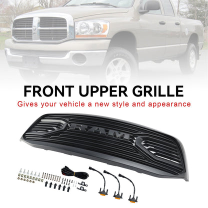 2006 2007 2008 Big Horn Style Dodge Ram 1500 2500 3500 Black Grille Front Bumper Radiator Grill