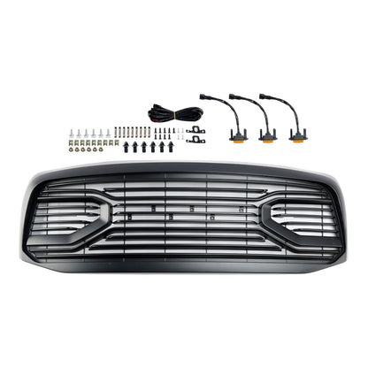 2006-2008 Dodge Ram 1500 2500 3500 Big Horn Black Grill Air Intake Radiator Bumper Front Grille W/ LED Light