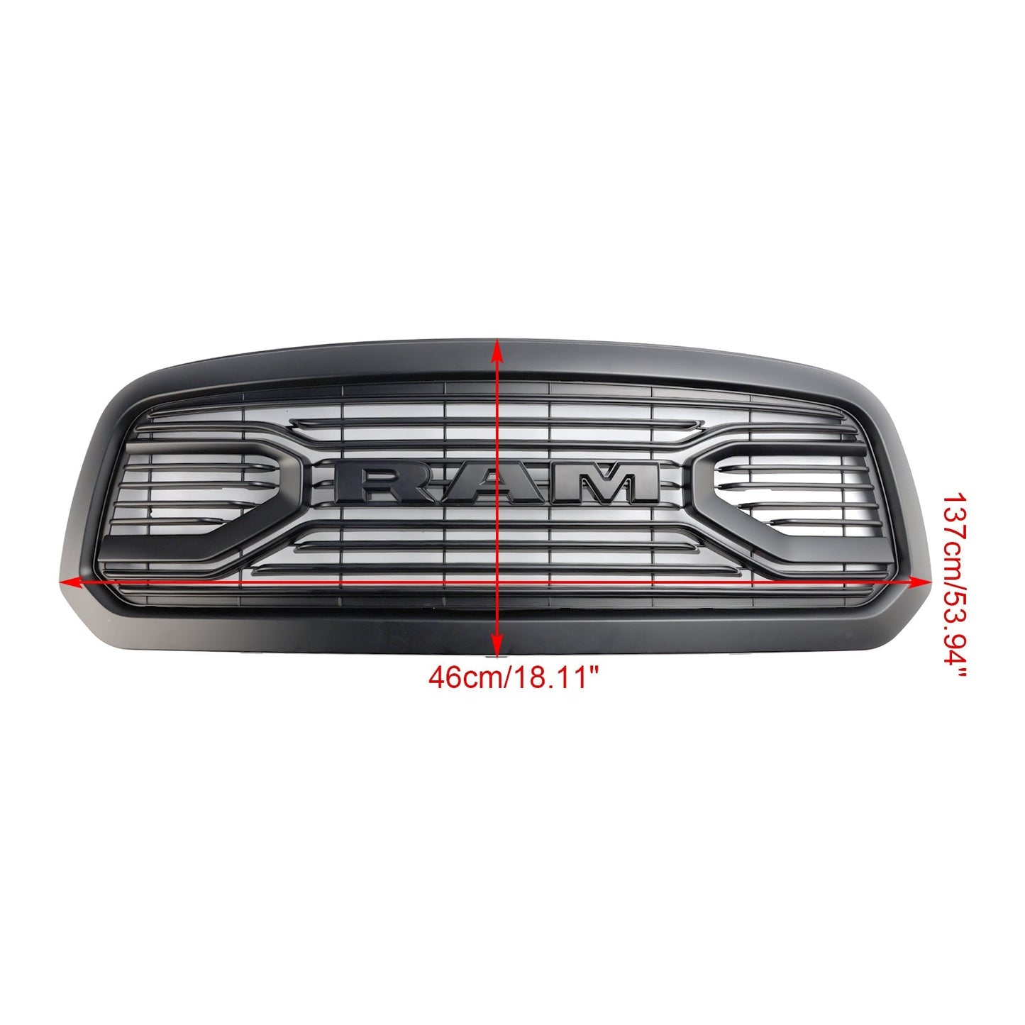 Dodge Ram 1500 2013-2018 Big Horn / Rebel Style Front Bumper Grill Black Replacement Grille W/ LED Light