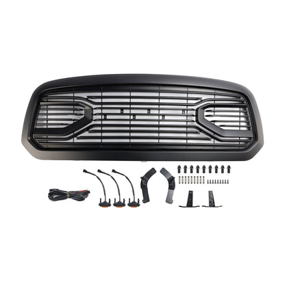 Dodge Ram 1500 2013-2018 Big Horn / Rebel Style Front Bumper Grill Black Replacement Grille W/ LED Light