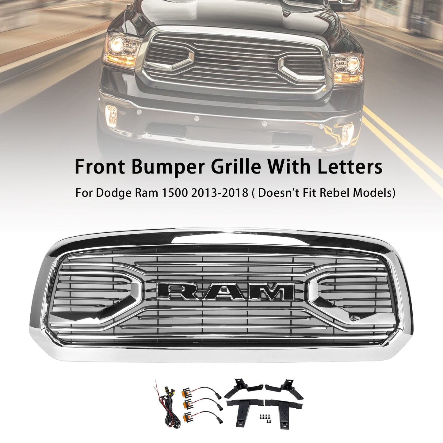 2013-2018 Dodge Ram 1500 2013-2018 Big Horn Style Front Bumper Gril