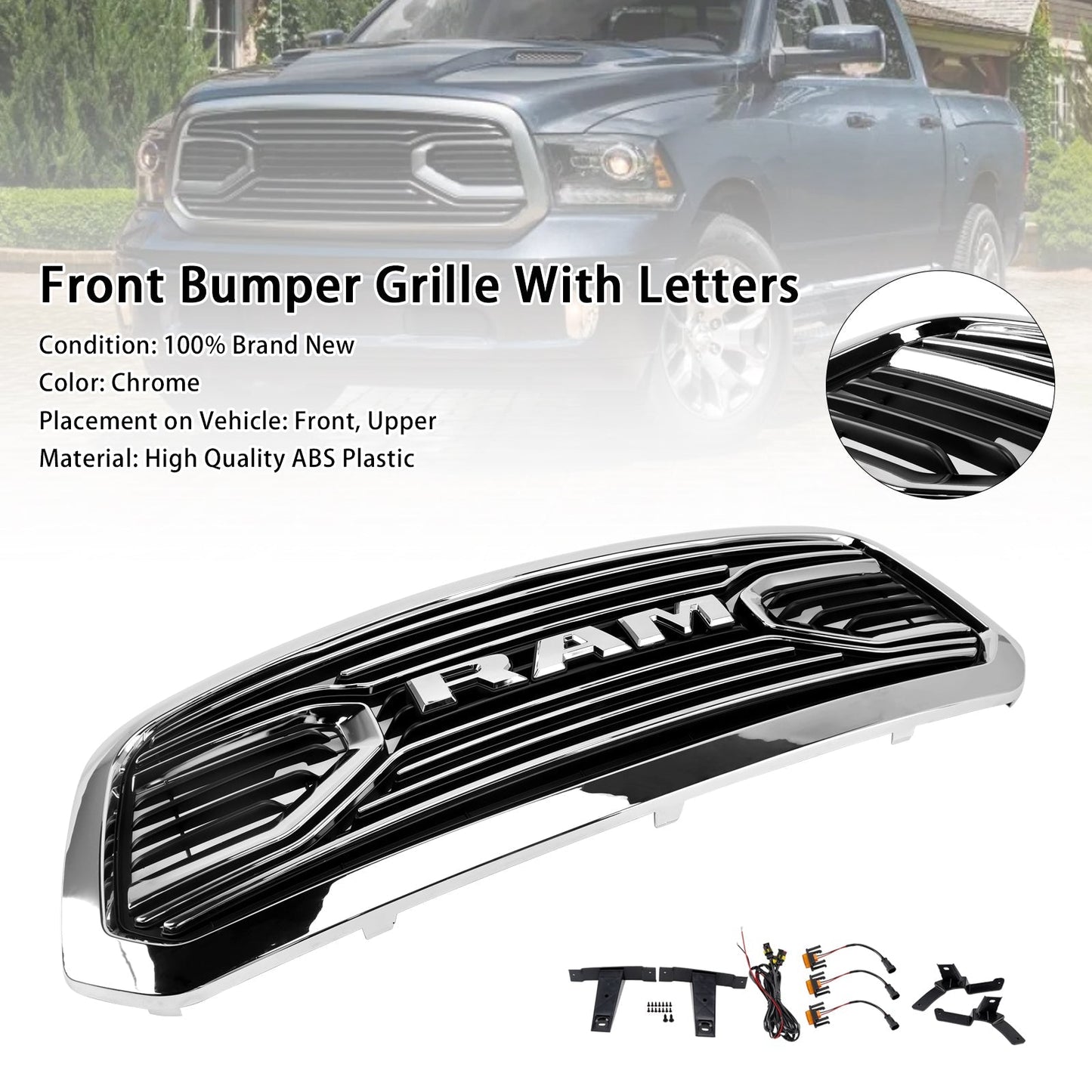 2013-2018 Dodge Ram 1500 2013-2018 Big Horn Style Front Bumper Gril