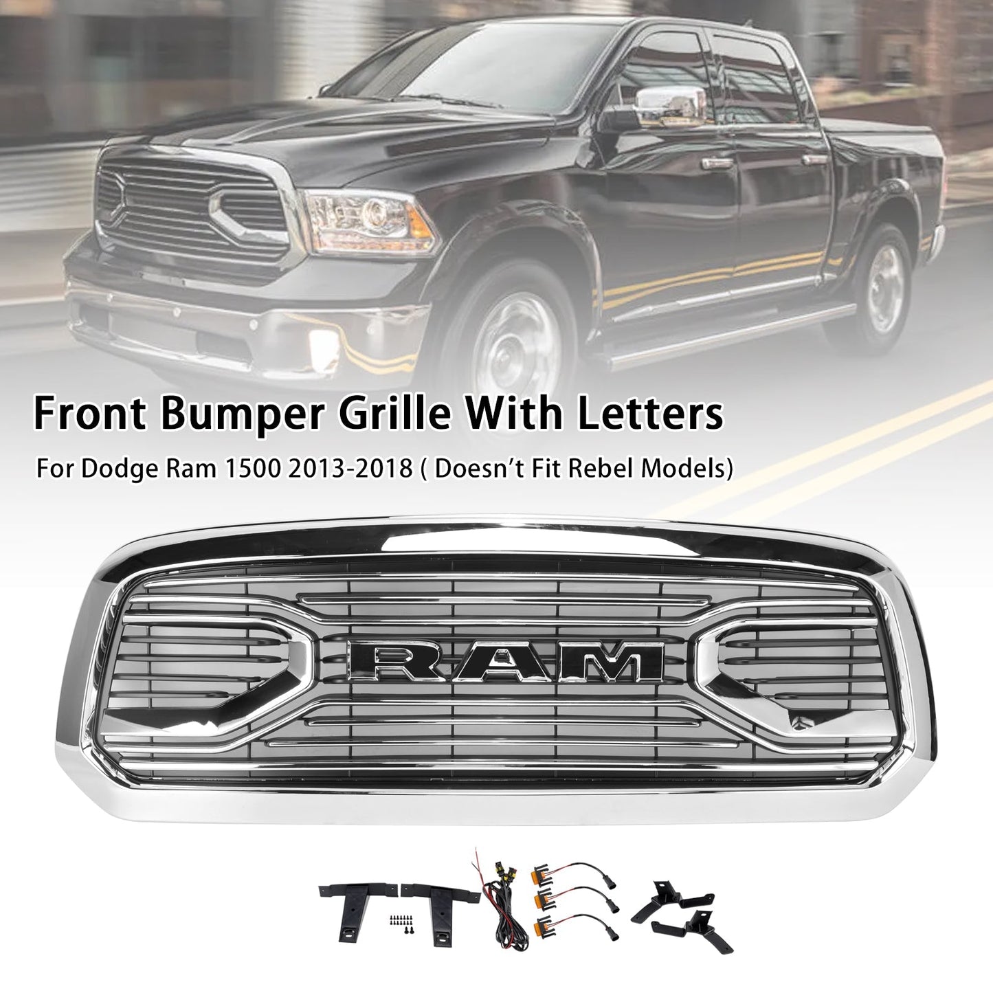 Dodge Ram 1500 2013-2018 Big Horn Style Front Bumper Grill