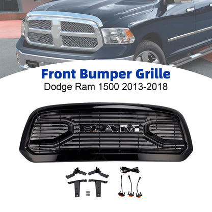 2013-2018 Dodge Ram 1500 Black Big Horn Style Front Bumper Grill