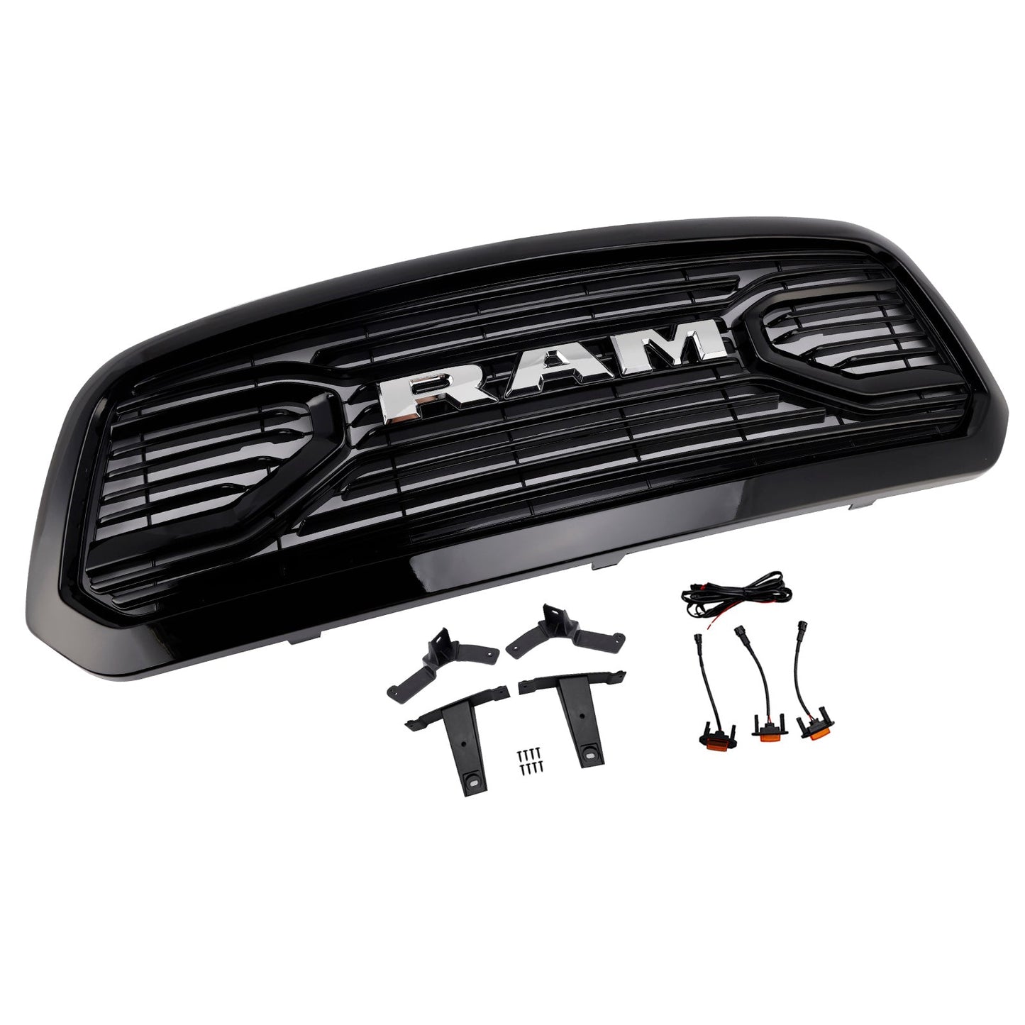 2013-2018 Dodge Ram 1500 Black Big Horn Style Front Bumper Grill Grille