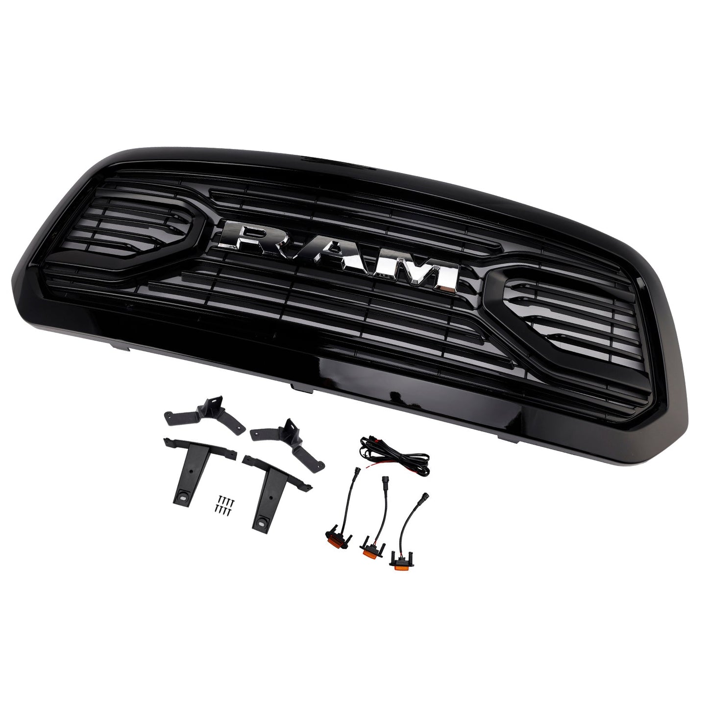 2013-2018 Dodge Ram 1500 Black Big Horn Style Front Bumper Grill