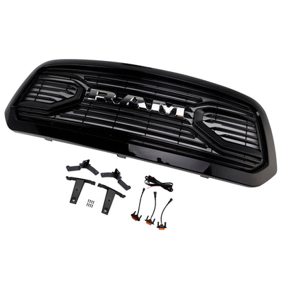 2013-2018 Dodge Ram 1500 Black Big Horn Style Front Bumper Grill