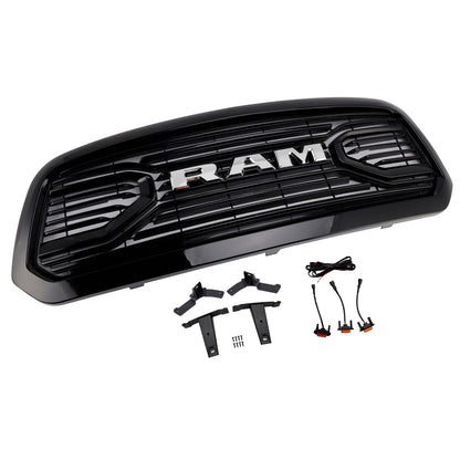 2013-2018 Dodge Ram 1500 Black Big Horn Style Front Bumper Grill