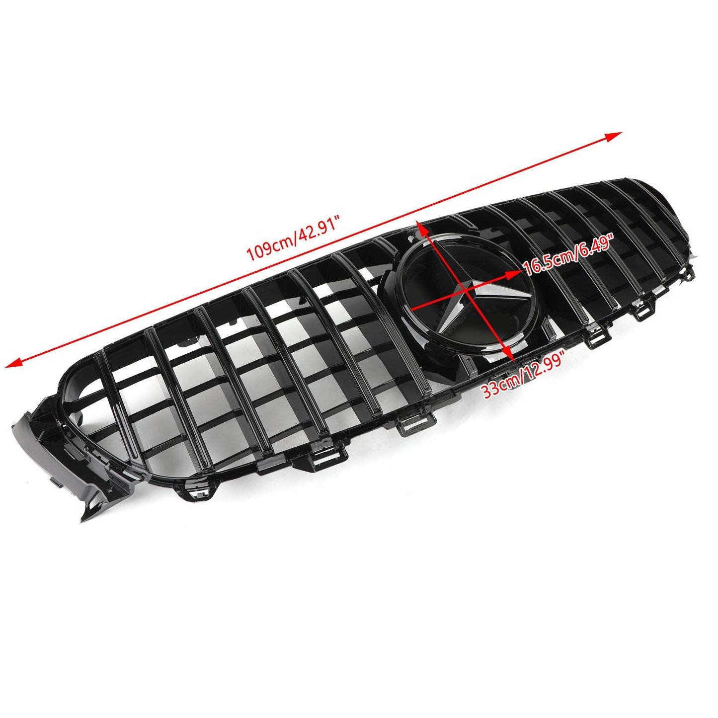 2016-2019 Mercedes Benz W213 E-Class E200 E300 E400 E43 GTR Style Grill Front Glossy Black Grille With Star Emblem