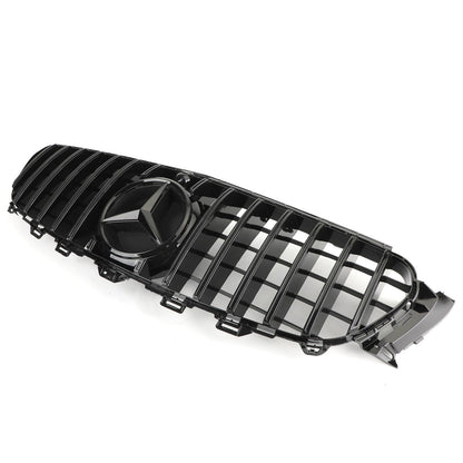 Mercedes Benz W213 E-Class 2016-2019 Front Bumper Grill GTR Style Glossy Black Grille W/ Star Emblem & AMG Emblem