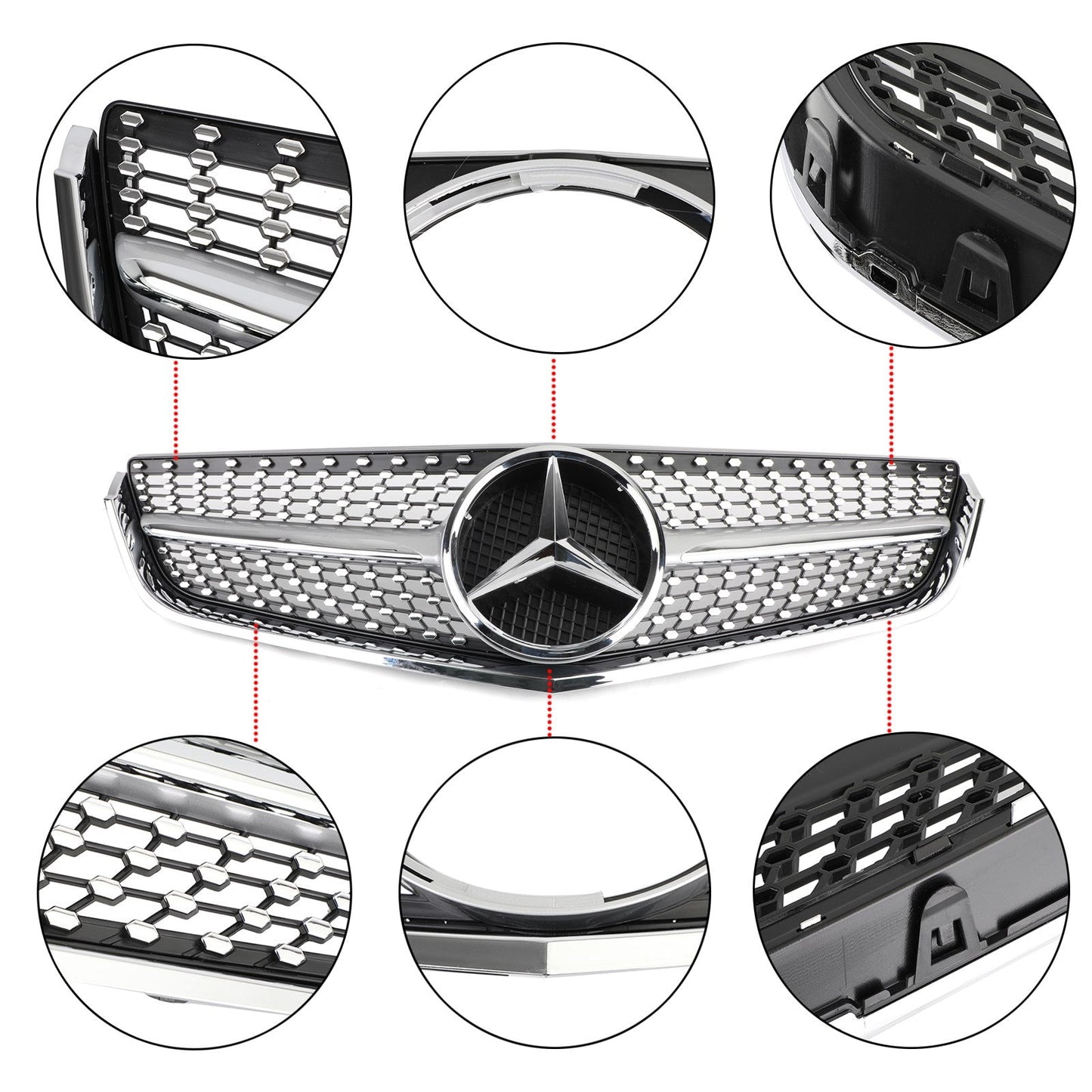 2009-2013 Mercedes Benz E-Class W207 C207 Coupe Convertible AMG Front Grill Chrome Replacement Grille