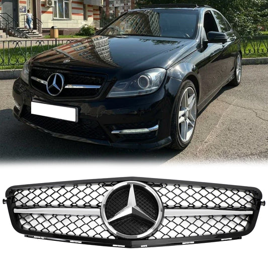 Mercedes Benz 2008-2014 C-Class W204 C250 C300 C350 Front Bumper Grill Black Replacment Grill