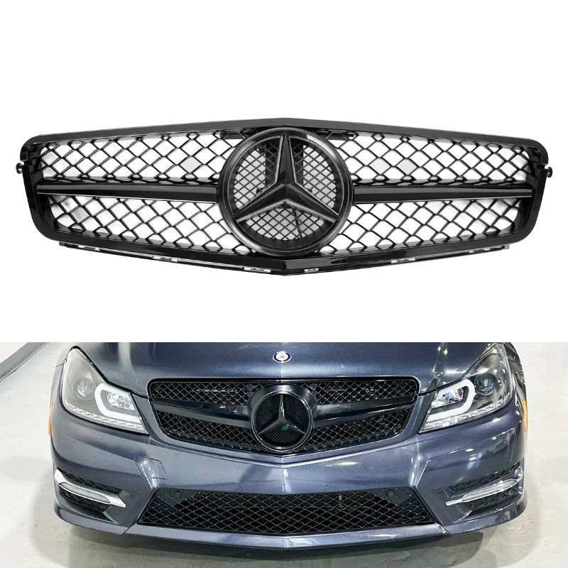 2008-2014 Benz C-Class W204 C300 C350 Front Bumper Grille Grill w/LED
