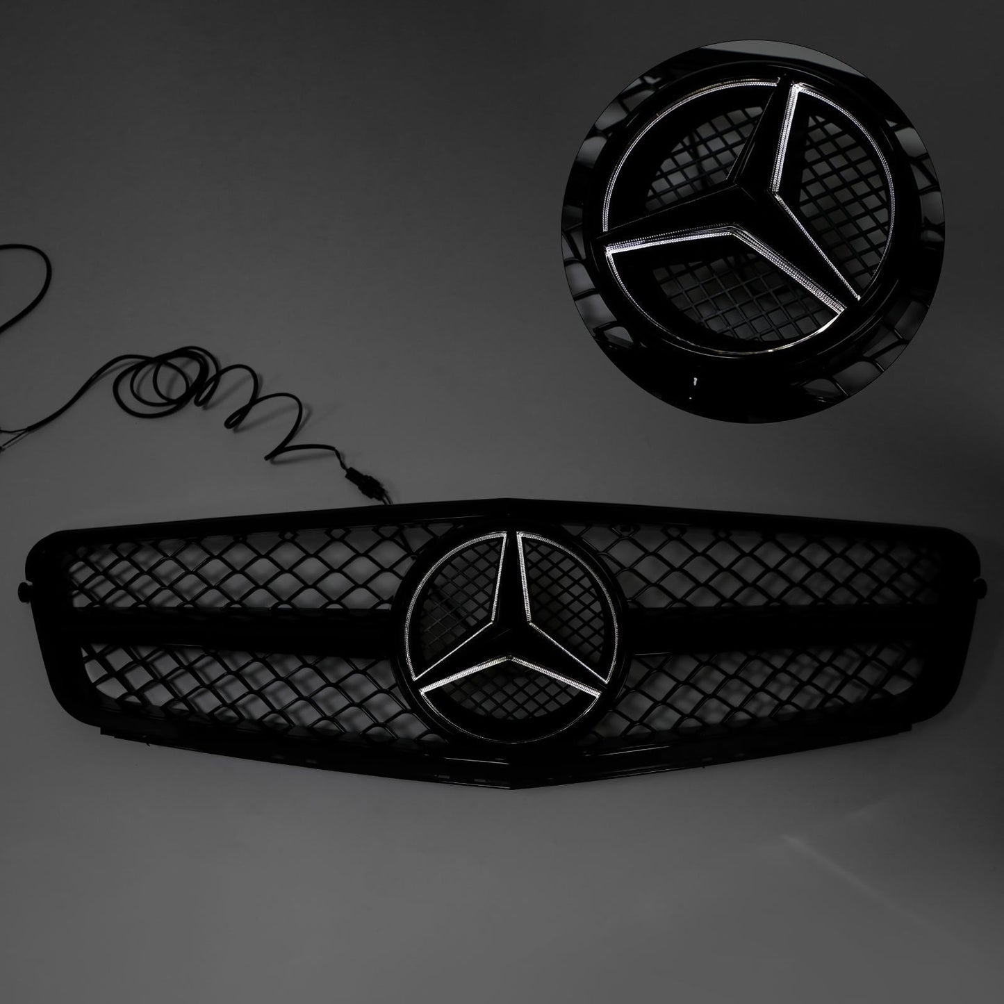 2008-2014 Benz C-Class W204 C300 C350 Front Bumper Grille Grill w/LED