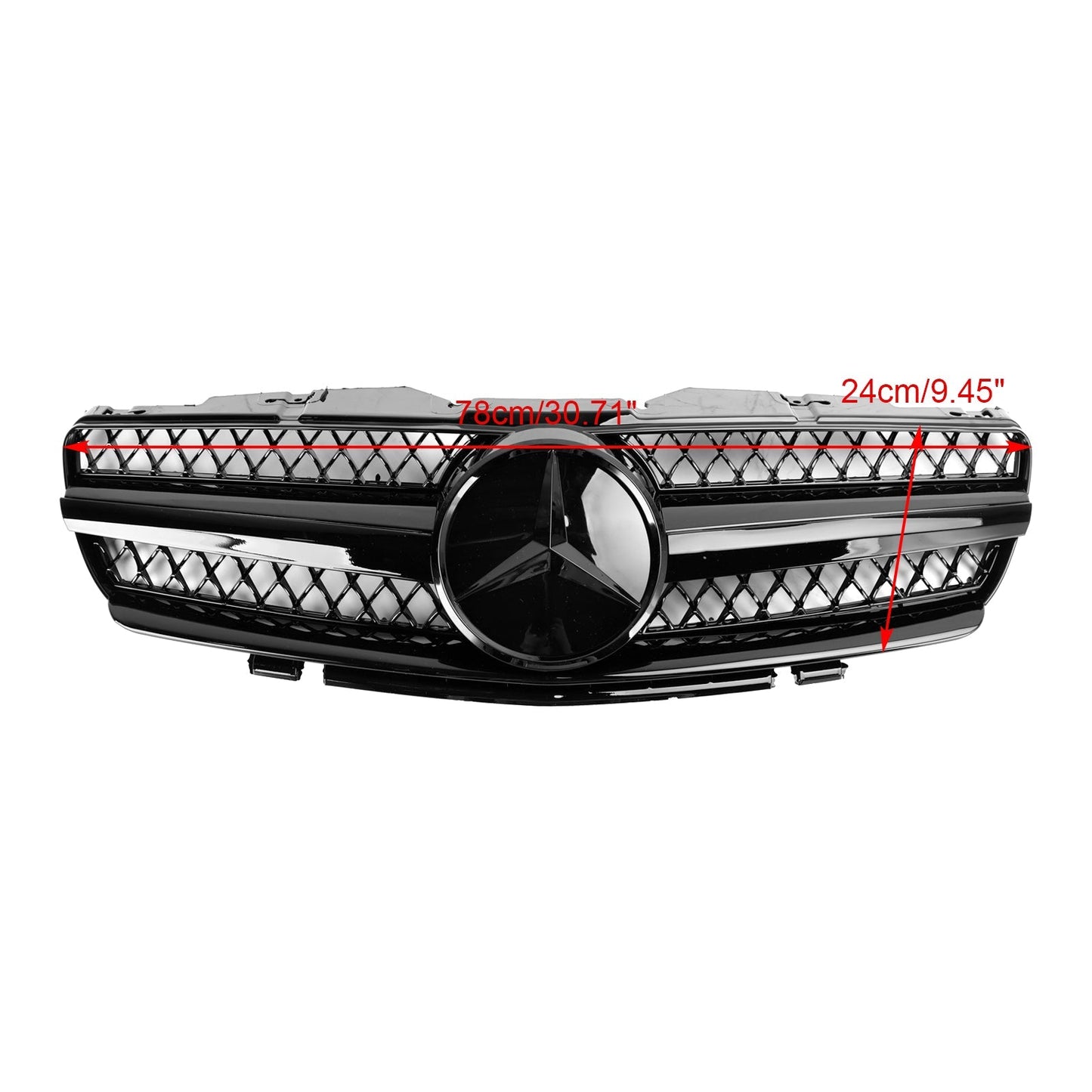 2002-2006 Mercedes Benz R230 SL Class SL350/500/600/SL55/65 1 Fin Star Grill black Chrome Grille