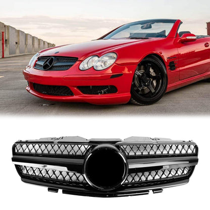 2002-2006 Mercedes Benz R230 SL Class SL350/500/600/SL55/65 1 Fin Star Grill black Chrome Grille