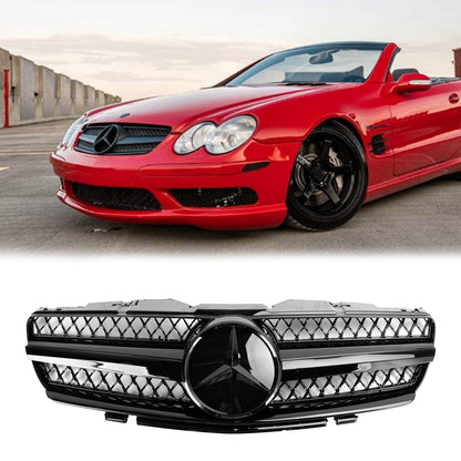2002-2006 Mercedes Benz R230 SL Class SL350/500/600/SL55/65 1 Fin Star Grill black Chrome Grille