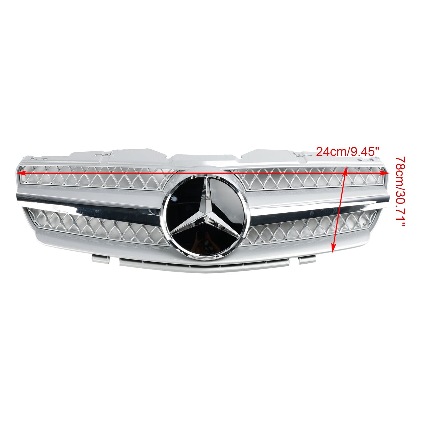 2002-2006 Mercedes Benz SL-Class R230 SL350 SL500 SL600 SL55 SL65 Front Bumper Grill Silver Chrome Grille